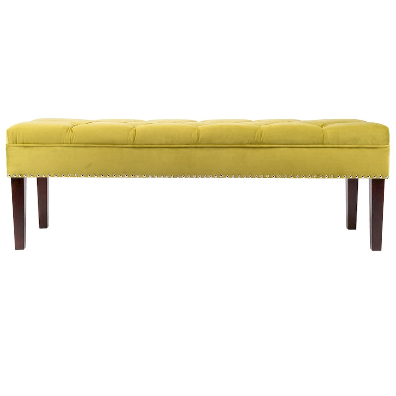 Mid-Century Tufted Upholstered Bench with Nailhead Trim - 7 Colors for 1