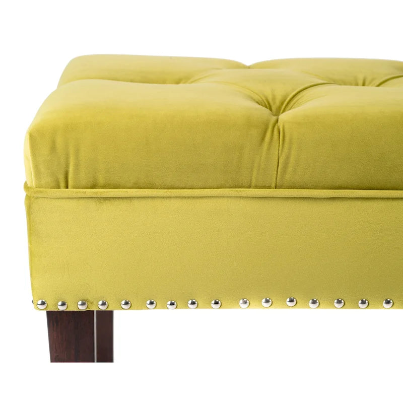 Mid-Century Tufted Upholstered Bench with Nailhead Trim - 7 Colors for 1