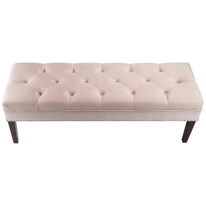 Mid-Century Tufted Upholstered Bench with Nailhead Trim - 7 Colors for 1