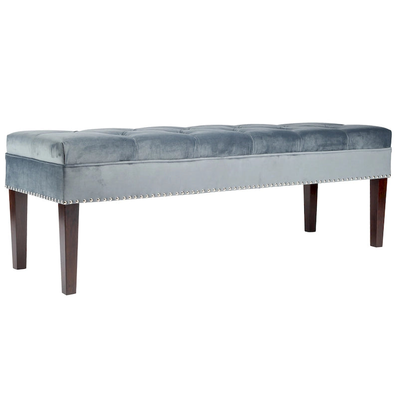 Mid-Century Tufted Upholstered Bench with Nailhead Trim - 7 Colors for 1