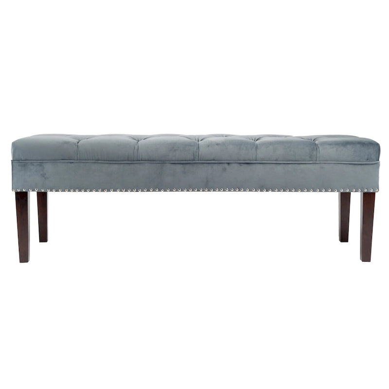 Mid-Century Tufted Upholstered Bench with Nailhead Trim - 7 Colors for 1
