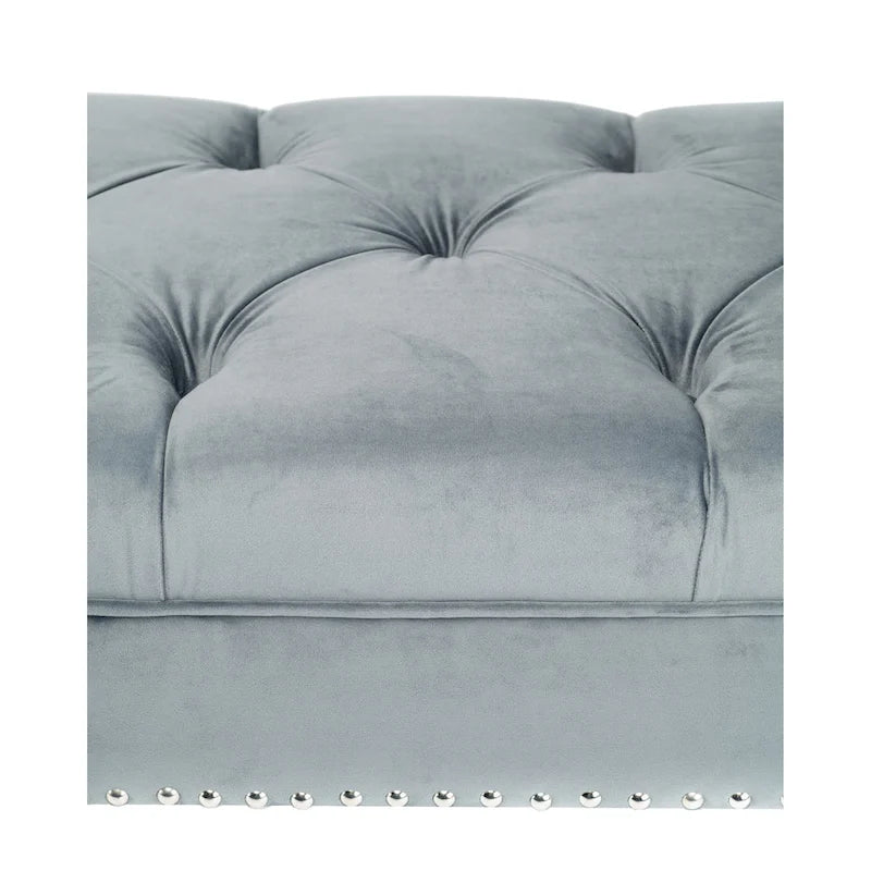 Mid-Century Tufted Upholstered Bench with Nailhead Trim - 7 Colors for 1