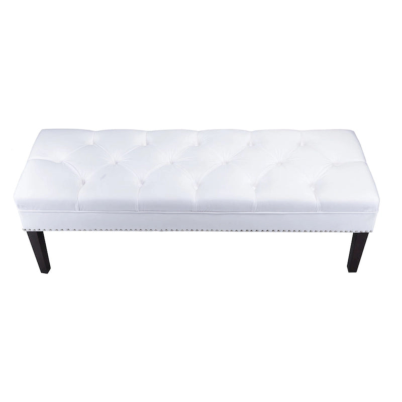 Mid-Century Tufted Upholstered Bench with Nailhead Trim - 7 Colors for 1