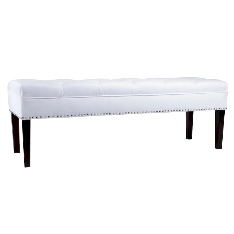 Mid-Century Tufted Upholstered Bench with Nailhead Trim - 7 Colors for 1