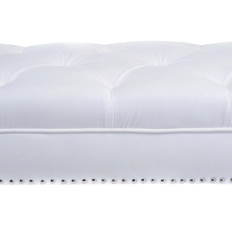 Mid-Century Tufted Upholstered Bench with Nailhead Trim - 7 Colors for 1