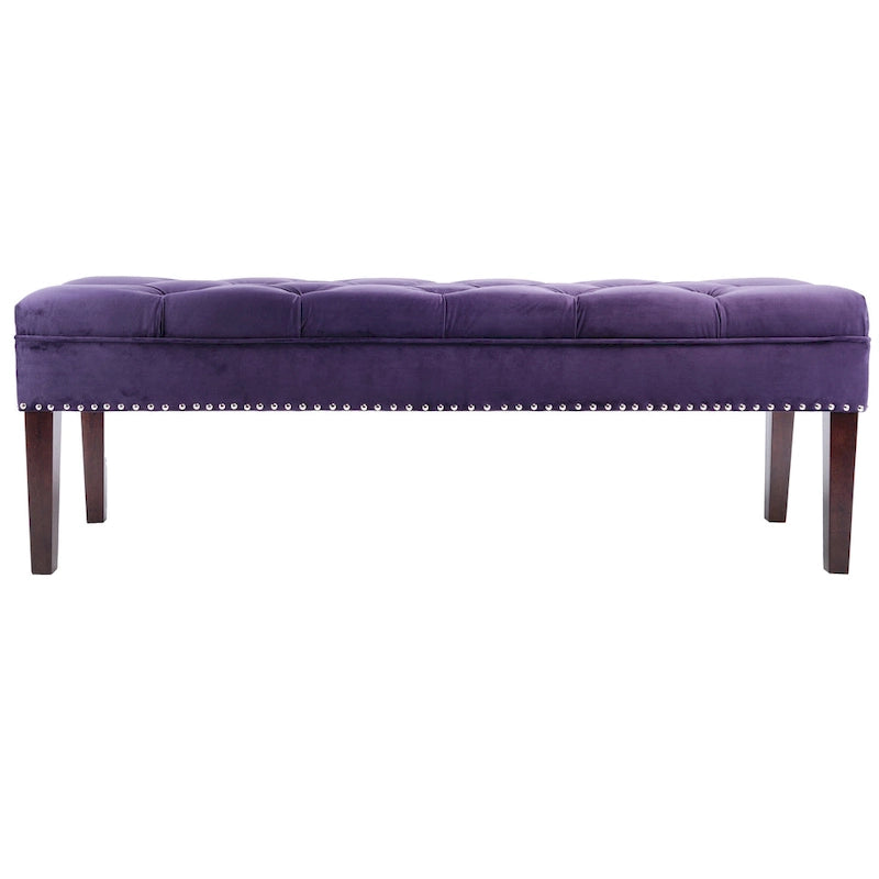 Mid-Century Tufted Upholstered Bench with Nailhead Trim - 7 Colors for 1