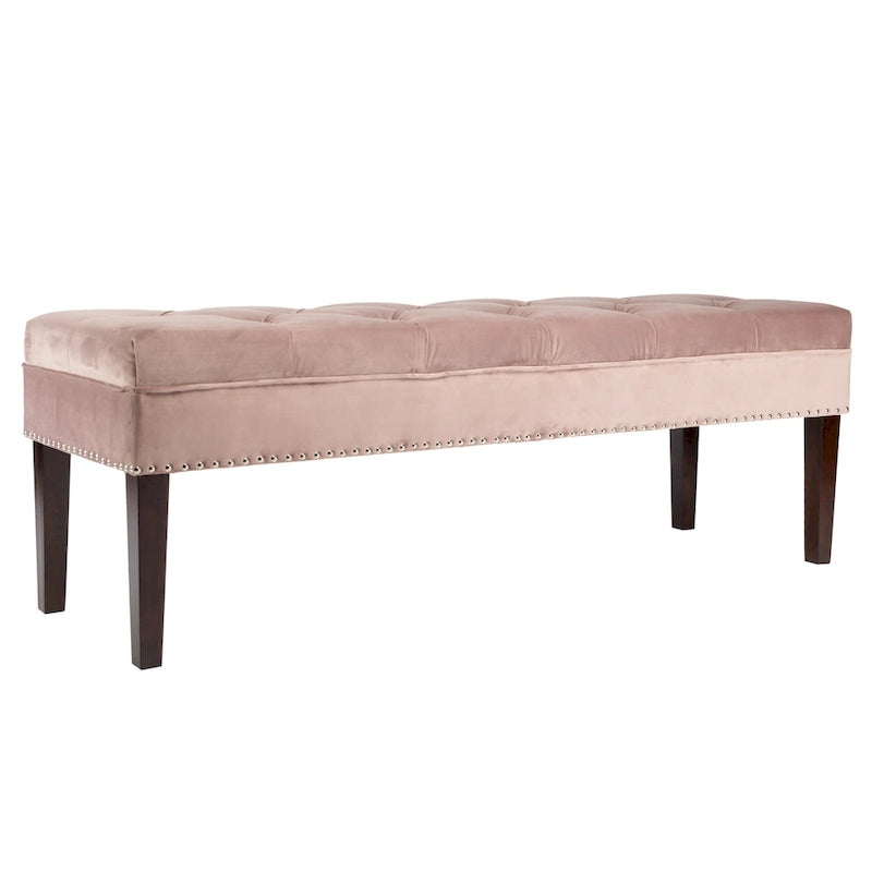 Mid-Century Tufted Upholstered Bench with Nailhead Trim - 7 Colors for 1