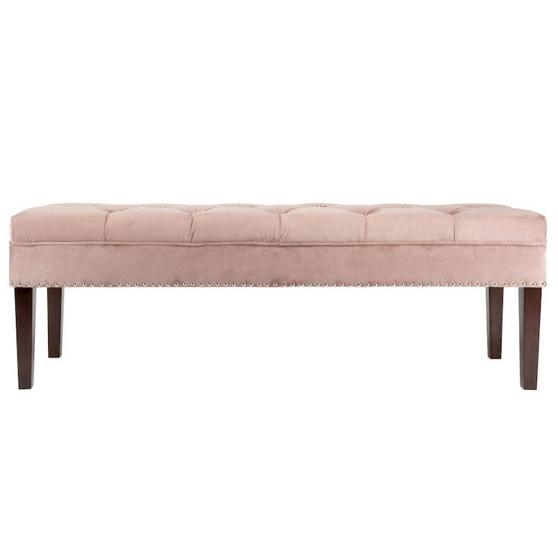Mid-Century Tufted Upholstered Bench with Nailhead Trim - 7 Colors for 1