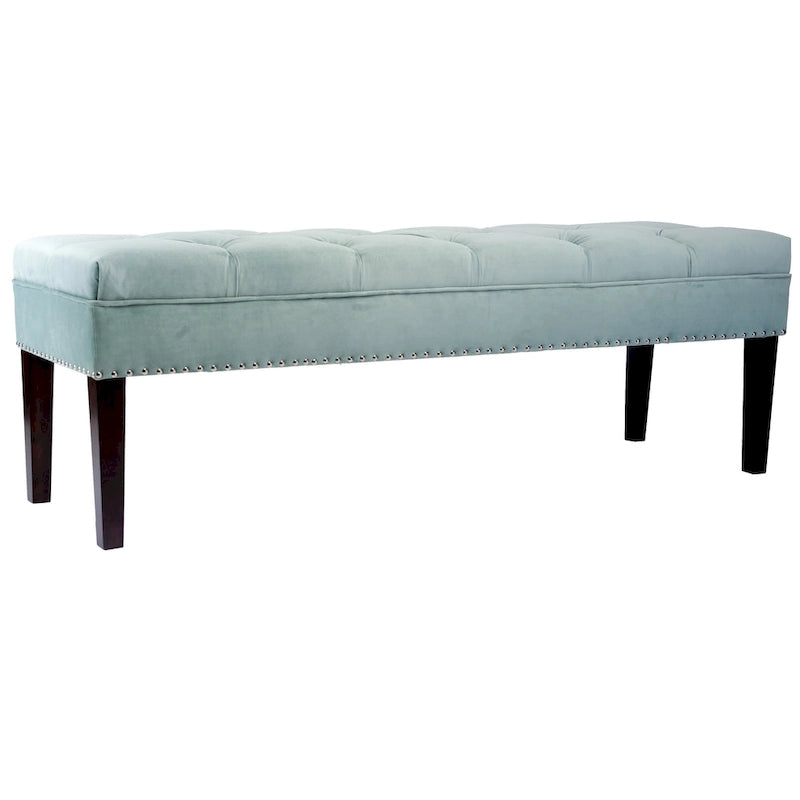 Mid-Century Tufted Upholstered Bench with Nailhead Trim - 7 Colors for 1