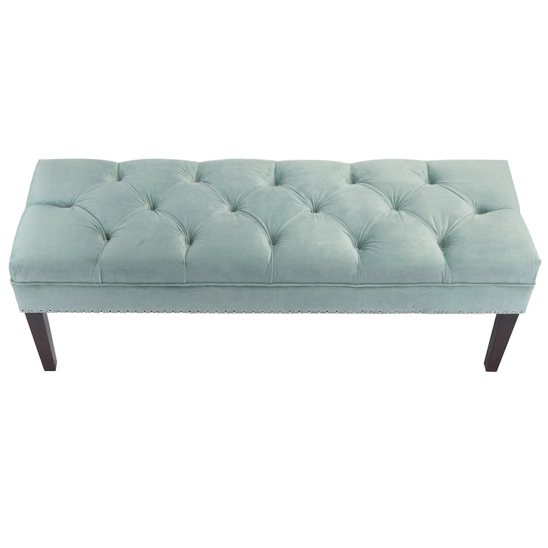 Mid-Century Tufted Upholstered Bench with Nailhead Trim - 7 Colors for 1