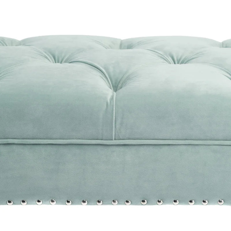 Mid-Century Tufted Upholstered Bench with Nailhead Trim - 7 Colors for 1