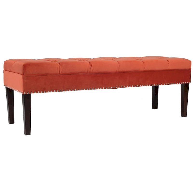 Mid-Century Tufted Upholstered Bench with Nailhead Trim - 7 Colors for 1