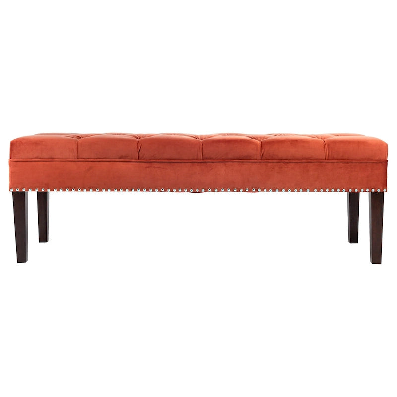 Mid-Century Tufted Upholstered Bench with Nailhead Trim - 7 Colors for 1