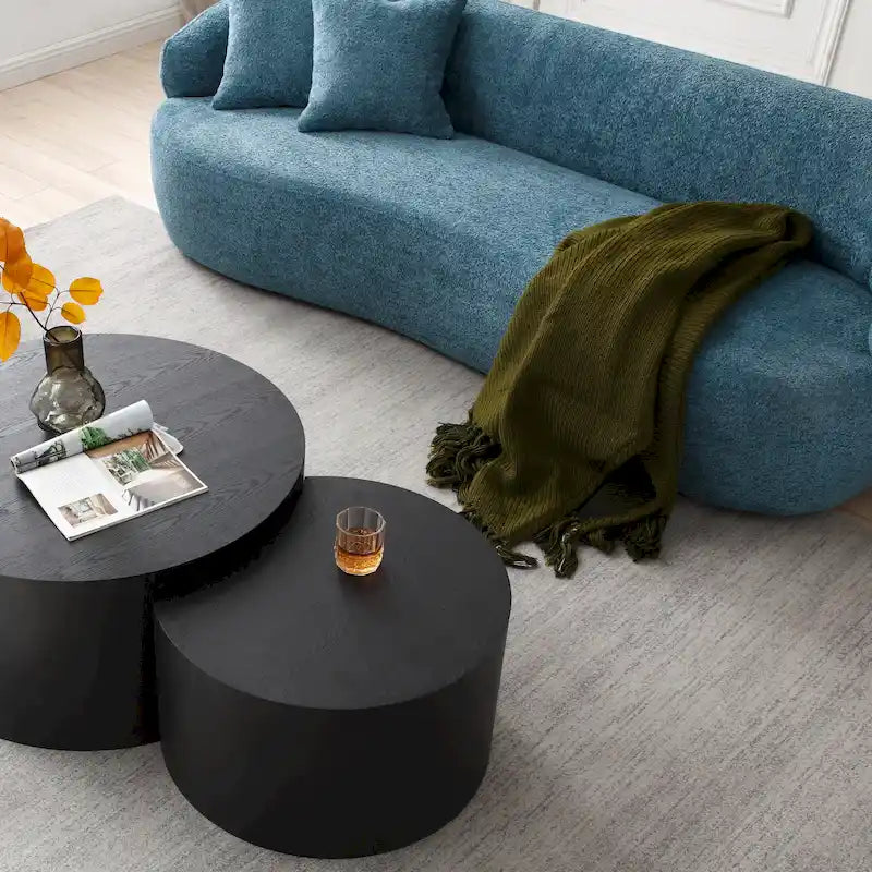 3-Seater Modern Curved Upholstered Sofa - Blue, Brown, Beige, Grey, Orange