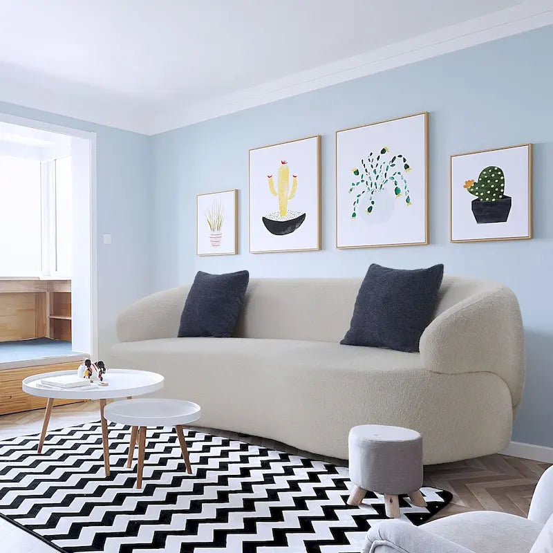 3-Seater Modern Curved Upholstered Sofa - Blue, Brown, Beige, Grey, Orange