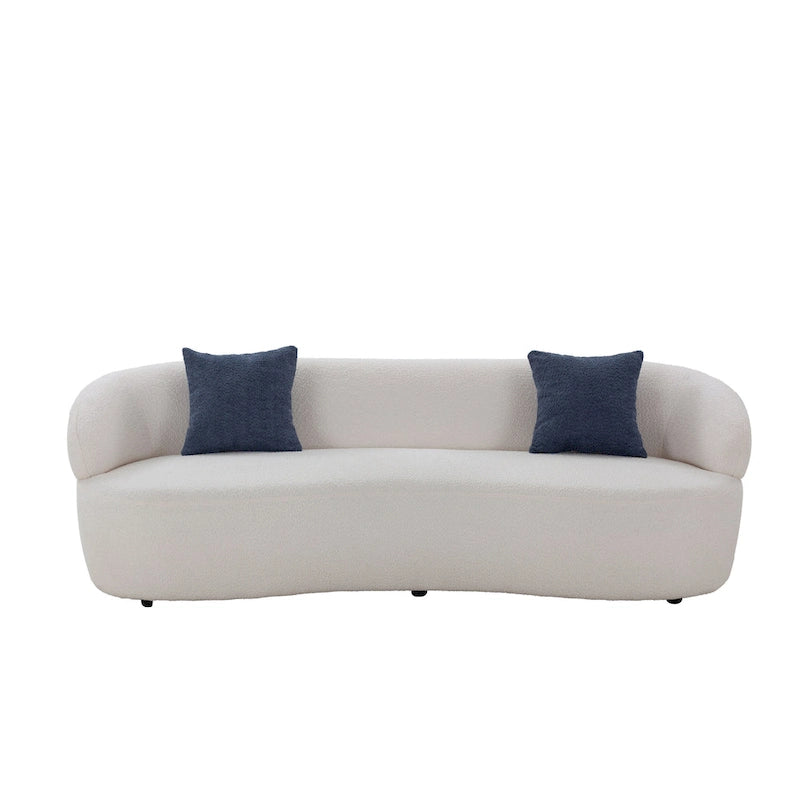 3-Seater Modern Curved Upholstered Sofa - Blue, Brown, Beige, Grey, Orange