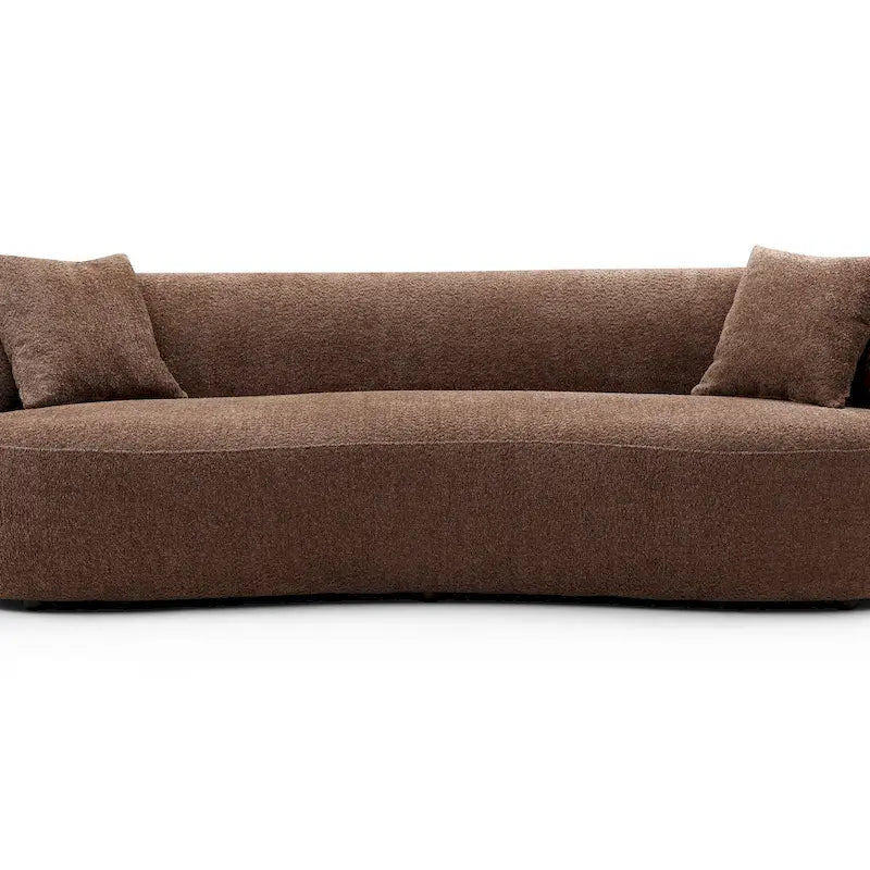 3-Seater Modern Curved Upholstered Sofa - Blue, Brown, Beige, Grey, Orange