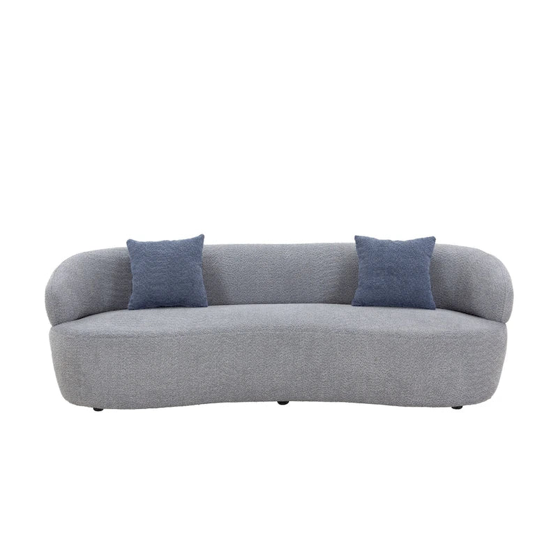 3-Seater Modern Curved Upholstered Sofa - Blue, Brown, Beige, Grey, Orange