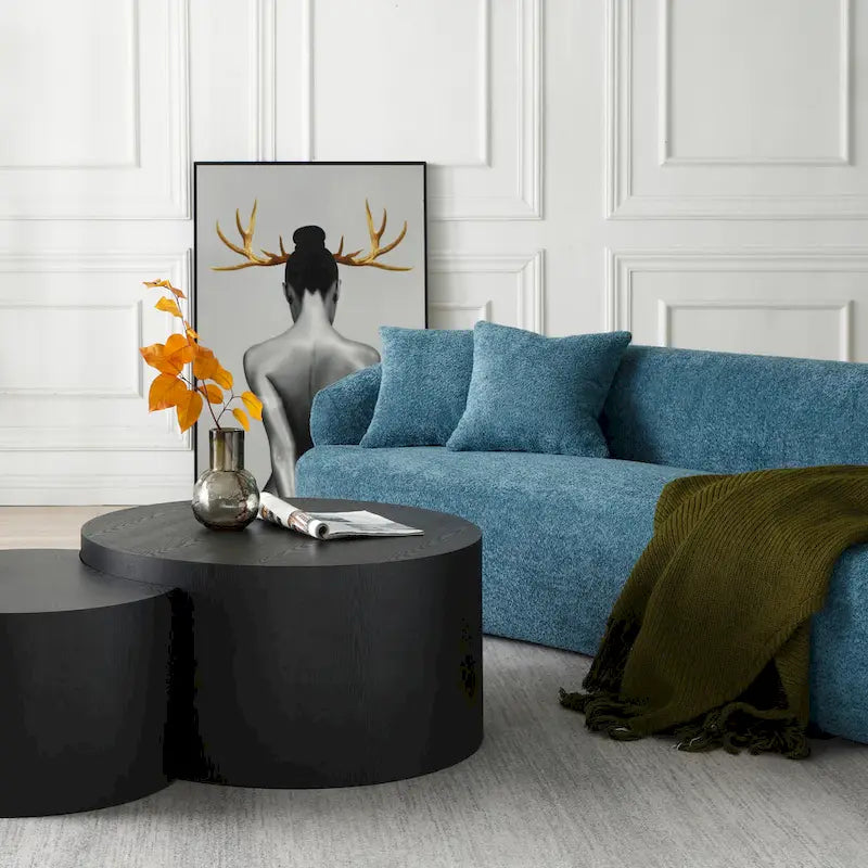 3-Seater Modern Curved Upholstered Sofa - Blue, Brown, Beige, Grey, Orange