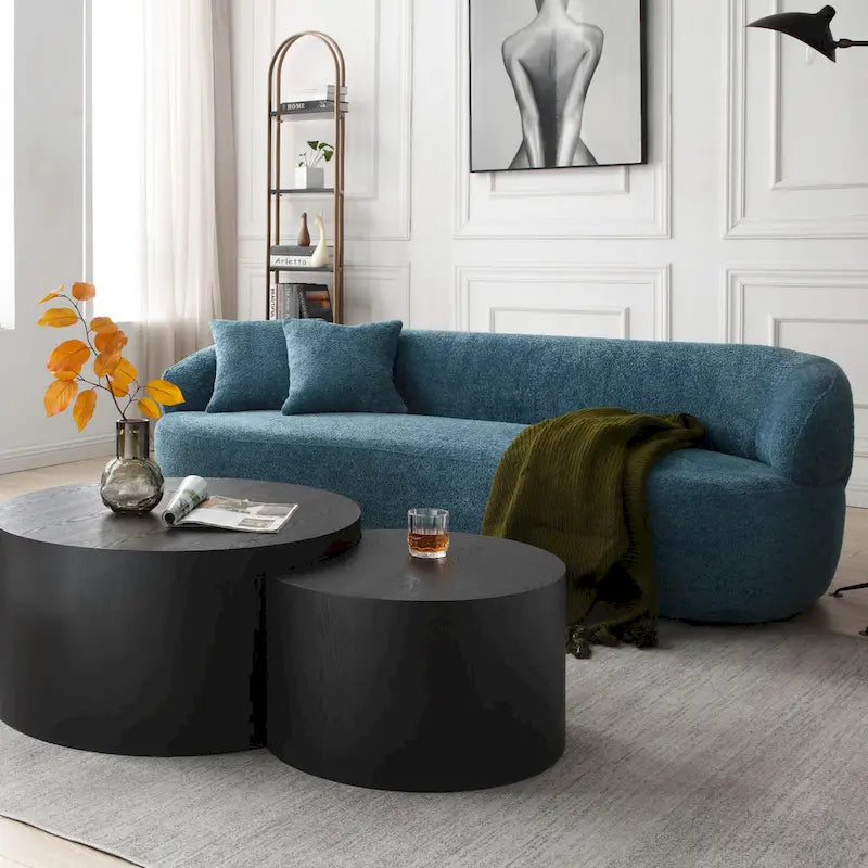 3-Seater Modern Curved Upholstered Sofa - Blue, Brown, Beige, Grey, Orange