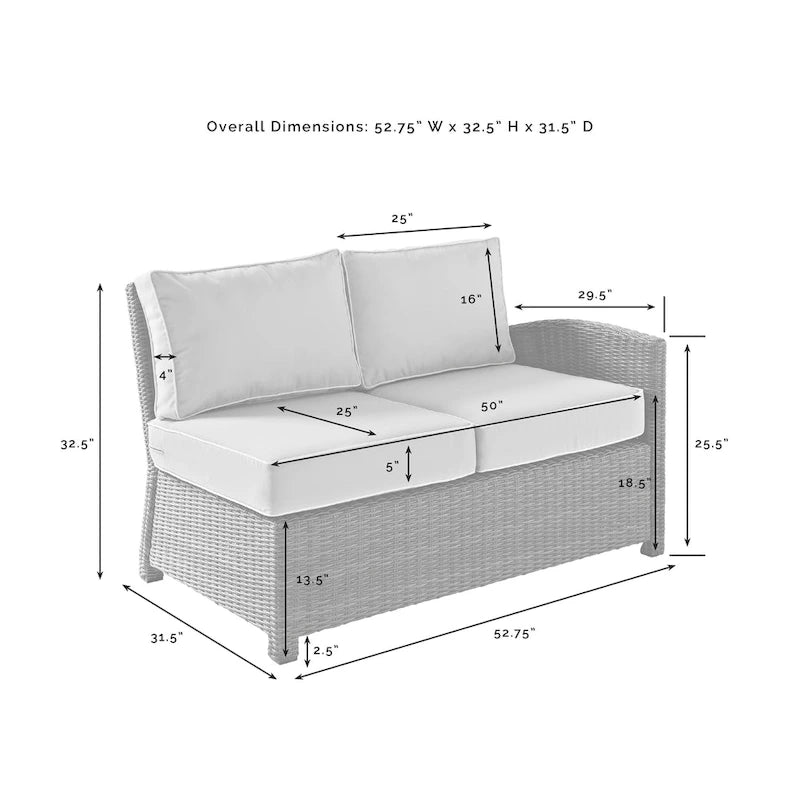 Crosley Bradenton 4Pc Outdoor Wicker Sectional Set