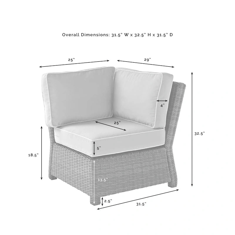 Crosley Bradenton 4Pc Outdoor Wicker Sectional Set