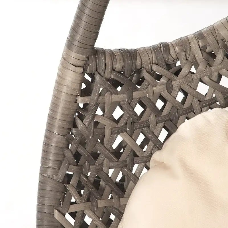 Brampton Espresso Cocoon Hanging Chair/Swing Single with Beige Cushions