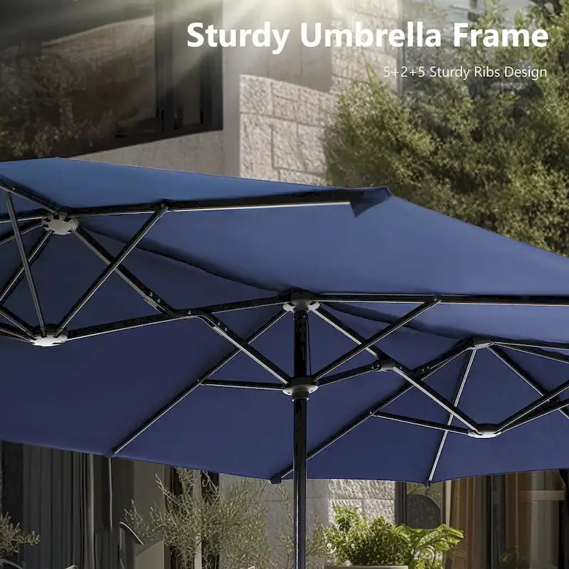 6-piece Patio Dining Set, 1 Square Metal table, 4 Adjustable Folding Chairs and 13ft Umbrella