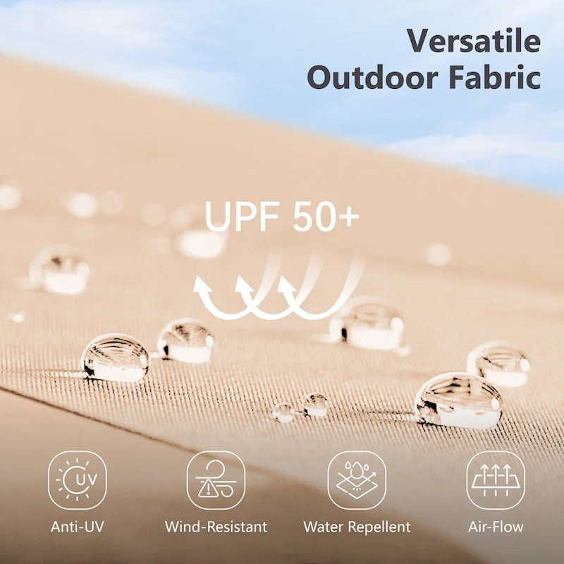 6-piece Patio Dining Set, 1 Square Metal table, 4 Adjustable Folding Chairs and 13ft Umbrella