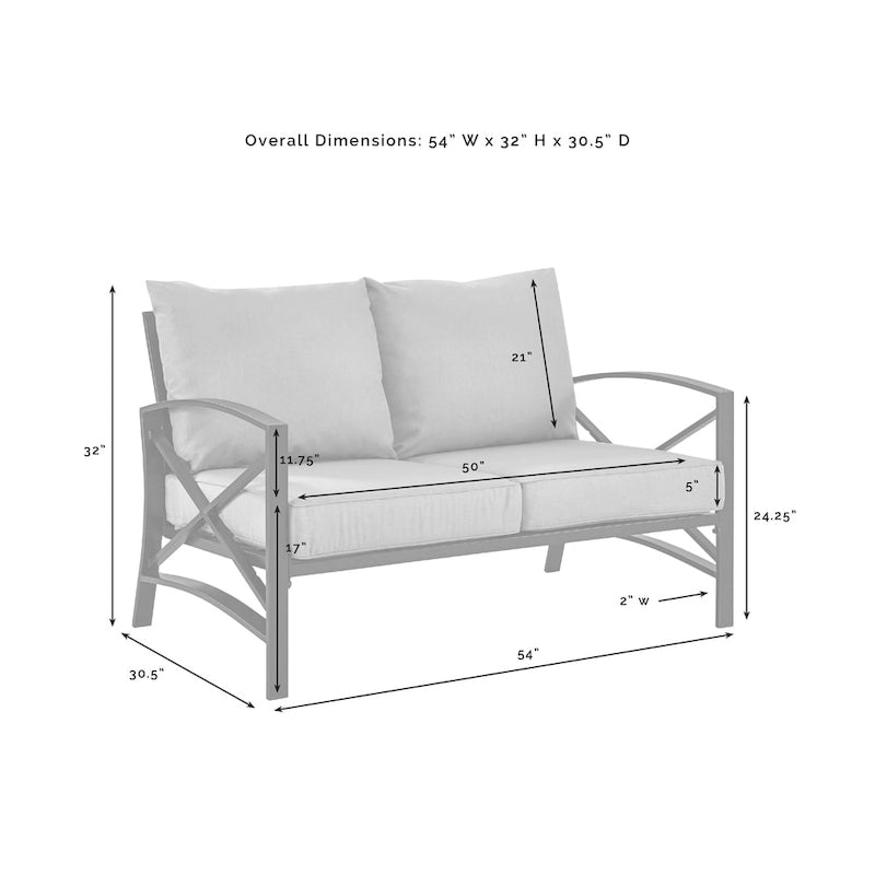 Kaplan Outdoor Metal Loveseat - 54 W x 30.5 D x 32 H