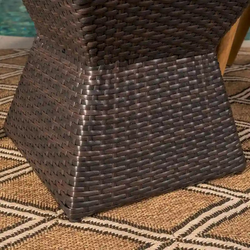 Mansfield Outdoor 3-Piece Square Wicker Chat Set by Christopher Knight Home