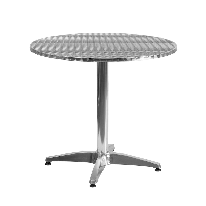 31.5  Round Aluminum Indoor-Outdoor Table Set with 4 Rattan Chairs