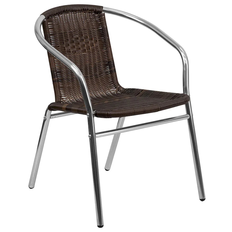 31.5  Round Aluminum Indoor-Outdoor Table Set with 4 Rattan Chairs