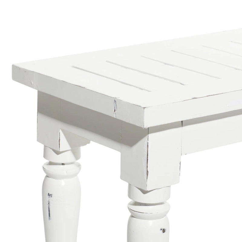63" Solid Wood Long Slim Bench - White for 3