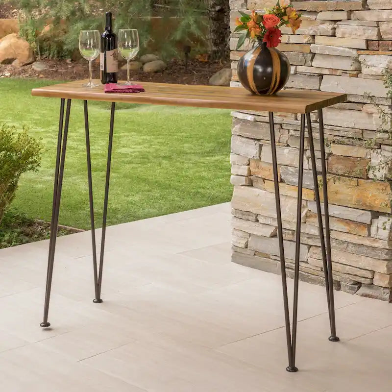 Denali Outdoor Industrial Rectangle Bar Table by Christopher Knight Home - 47.25 L x 18.25 W x 36.00 H