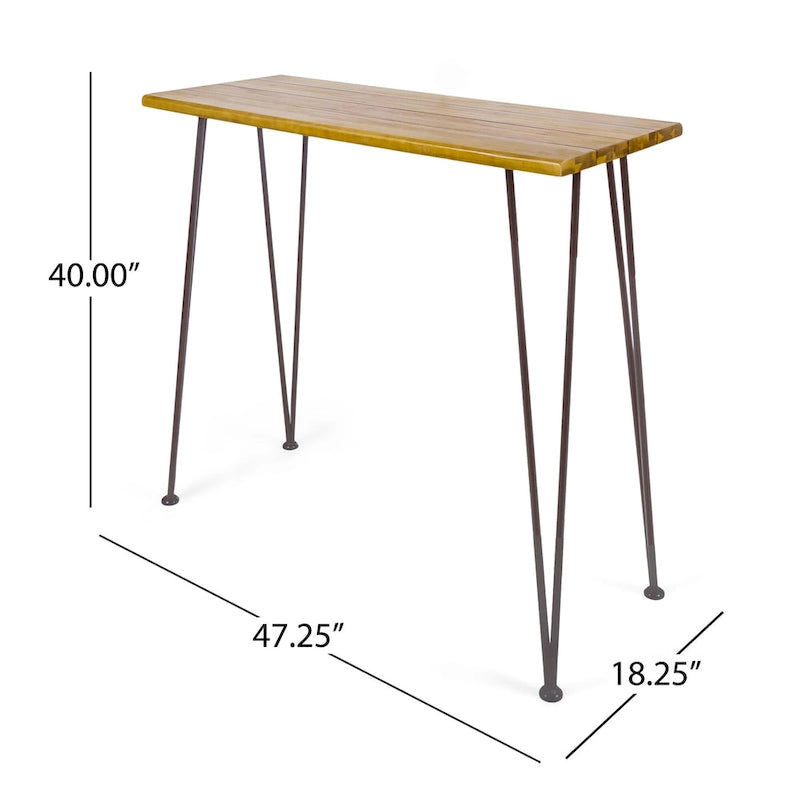 Denali Outdoor Industrial Rectangle Bar Table by Christopher Knight Home - 47.25 L x 18.25 W x 36.00 H