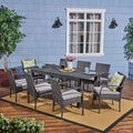 Elmar 9 Piece Outdoor Wood/Wicker Extending Dining Set by Christopher Knight Home
