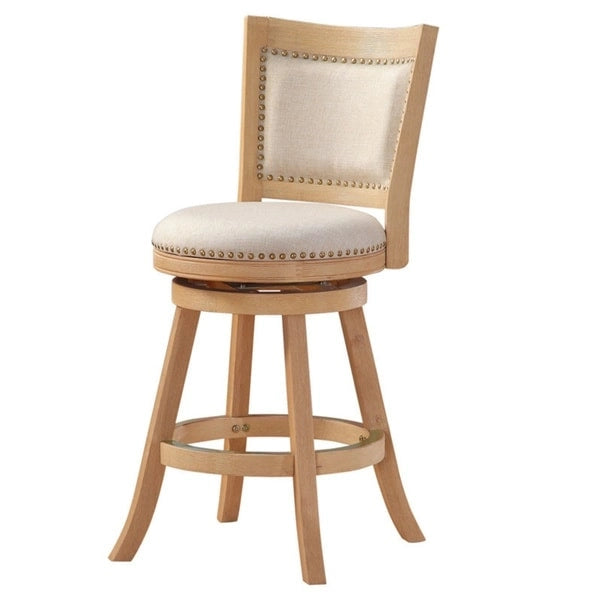 High Back Swivel Counter Stool with Linen Upholstery