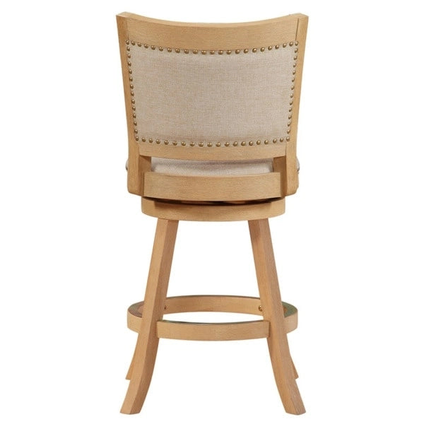 High Back Swivel Counter Stool with Linen Upholstery