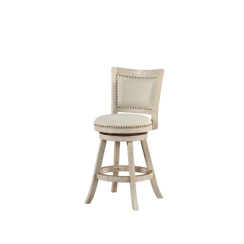 High Back Swivel Counter Stool with Linen Upholstery