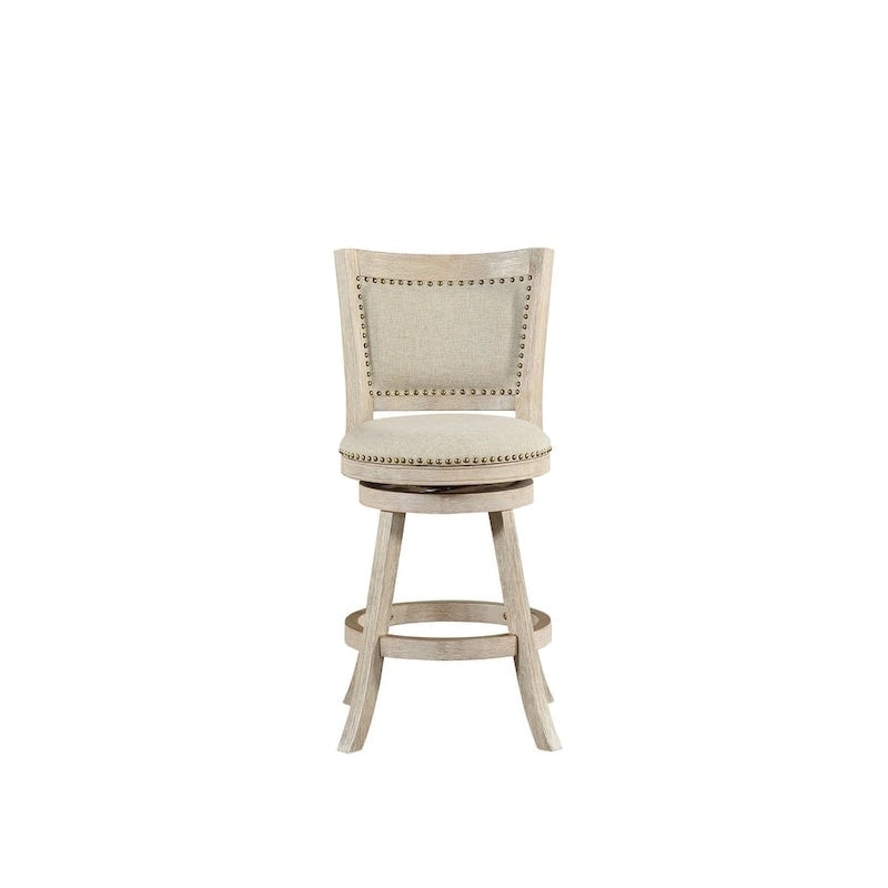 High Back Swivel Counter Stool with Linen Upholstery