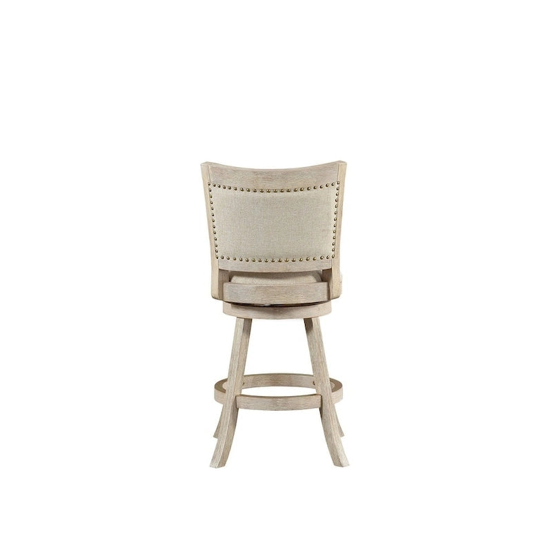 High Back Swivel Counter Stool with Linen Upholstery