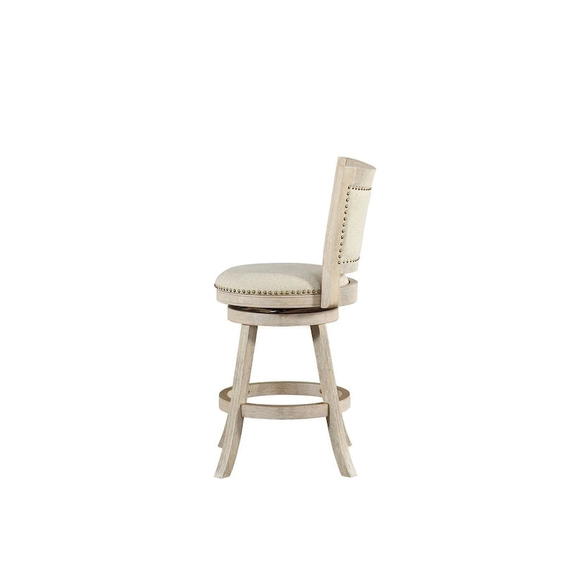 High Back Swivel Counter Stool with Linen Upholstery