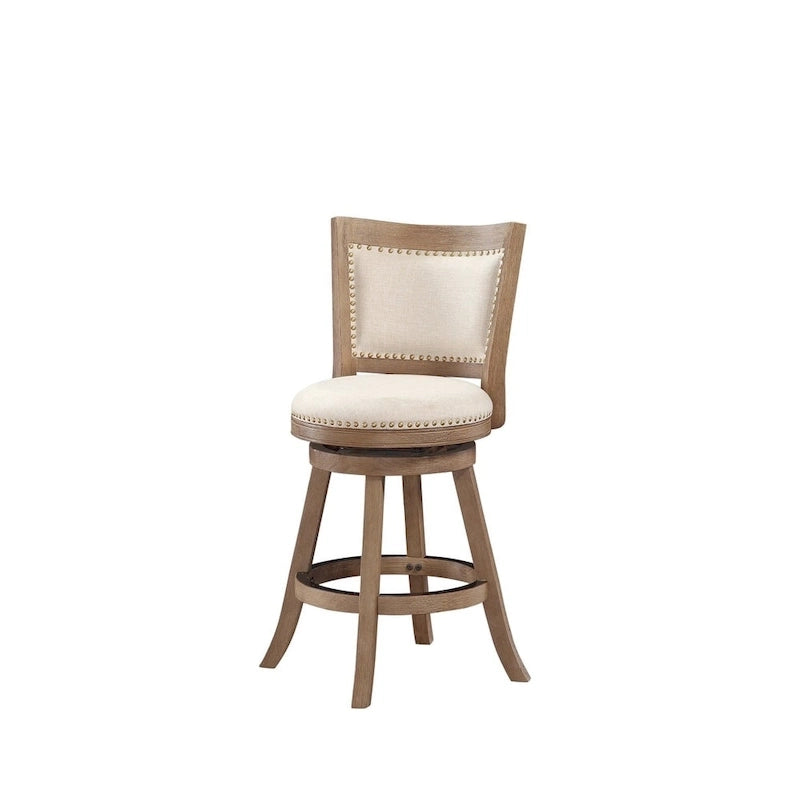 High Back Swivel Counter Stool with Linen Upholstery