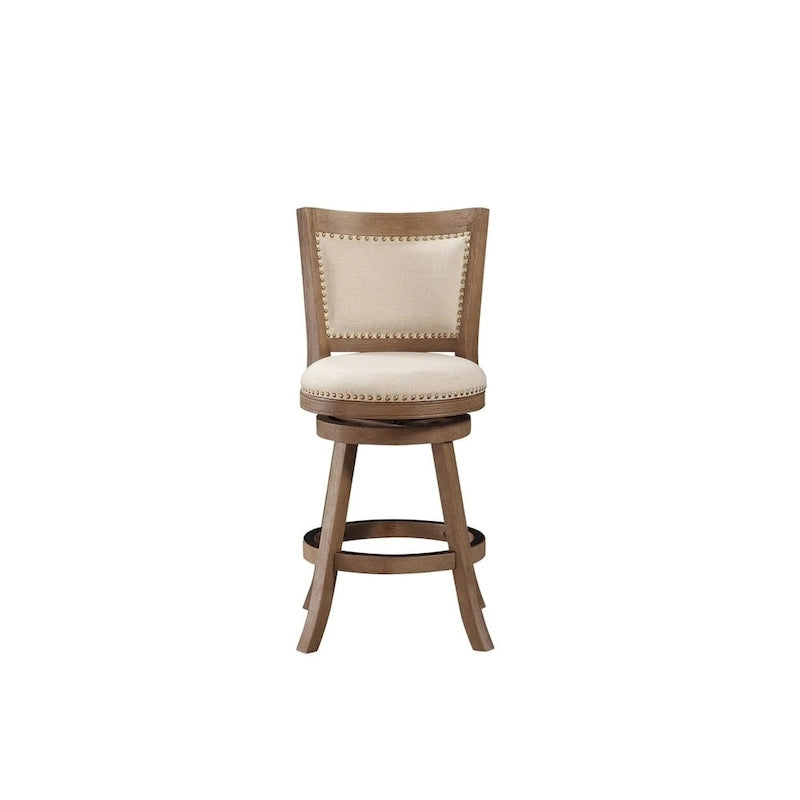 High Back Swivel Counter Stool with Linen Upholstery
