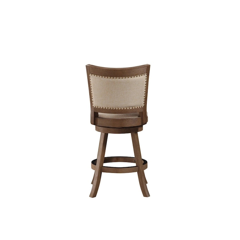 High Back Swivel Counter Stool with Linen Upholstery