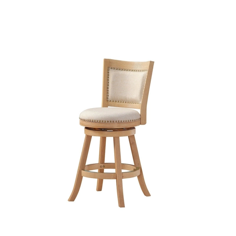 High Back Swivel Counter Stool with Linen Upholstery