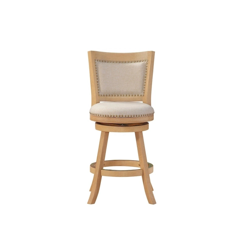 High Back Swivel Counter Stool with Linen Upholstery