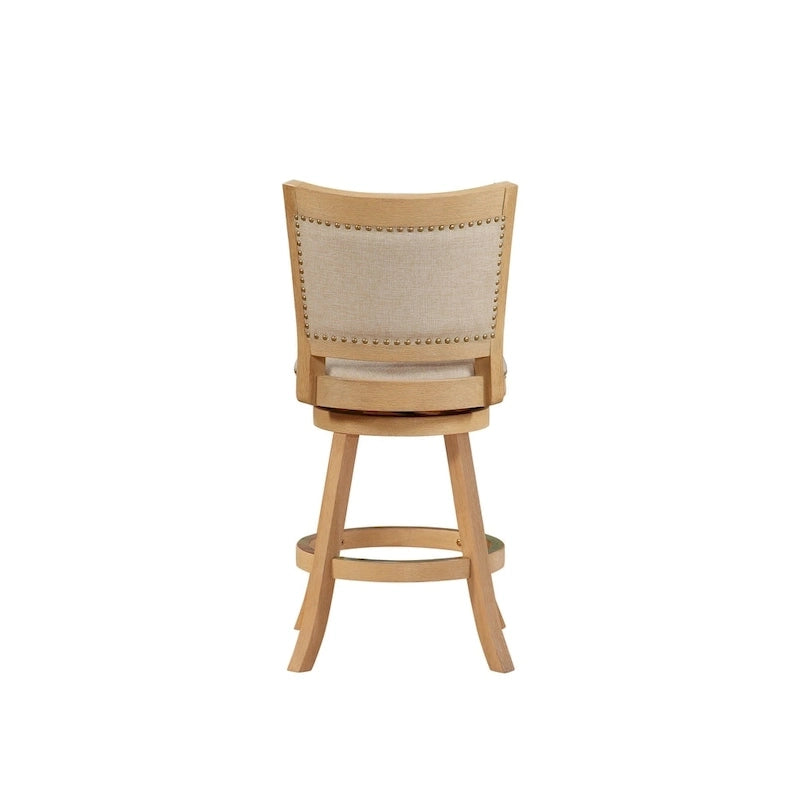 High Back Swivel Counter Stool with Linen Upholstery