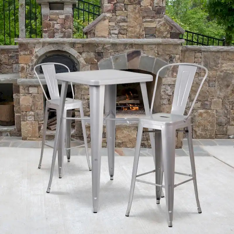 4 Pack 30  High Metal Indoor-Outdoor Barstool with Back - Kitchen Furniture